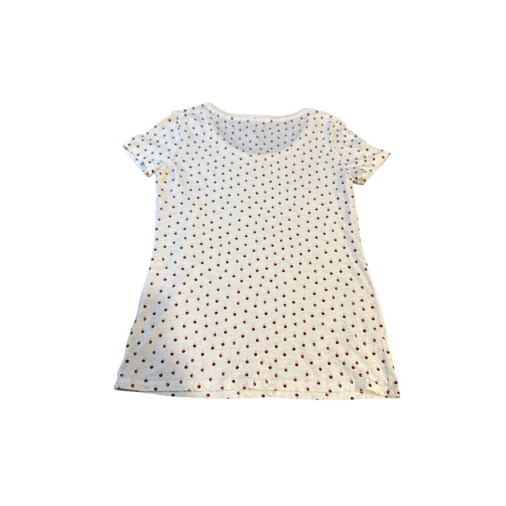 Armani Exchange A|X Cream Red Mini Print Short Sleeve Tee Size S Peru Cotton - Picture 6 of 8